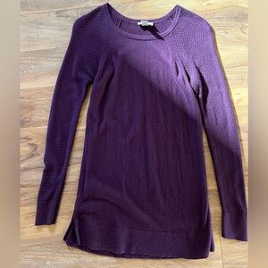LOFT Deep Purple Crew Neck Tunic Sweater